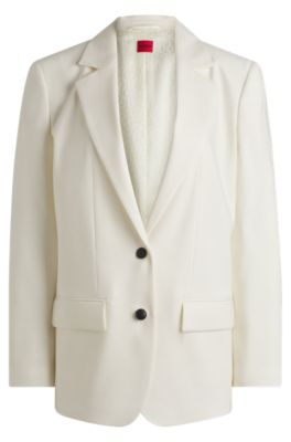 Oversized-fit blazer in a linen blend, White