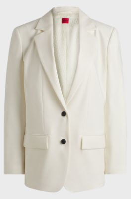 Oversized-fit blazer in a linen blend, White