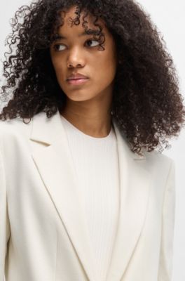 Oversized-fit blazer in a linen blend, White