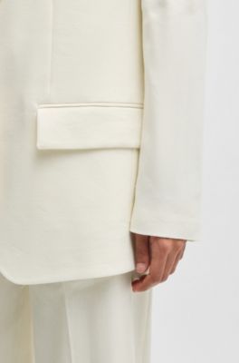 Oversized-fit blazer in a linen blend, White