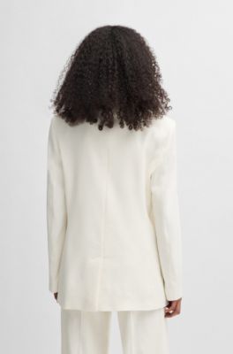 Oversized-fit blazer in a linen blend, White