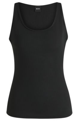 Tank top with ribbed structure, Black