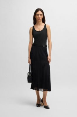 Tank top with ribbed structure, Black