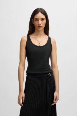 Tank top with ribbed structure, Black