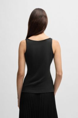Tank top with ribbed structure, Black