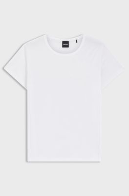 Mercerised-cotton T-shirt with logo motif, White