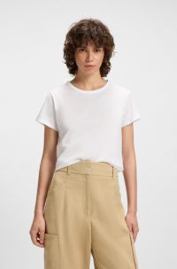Mercerised-cotton T-shirt with logo motif, White