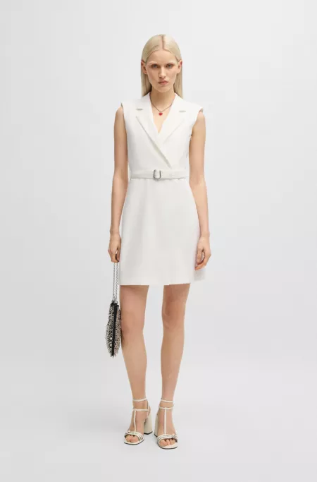 Blazer-style dress with buckled belt