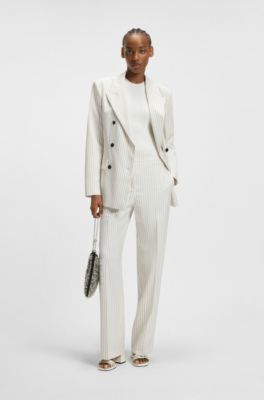 Straight-leg suit trousers with pinstripe, Patterned