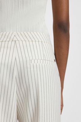 Straight-leg suit trousers with pinstripe, Patterned