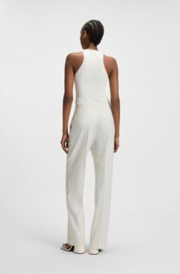 Pantalon de tailleur Straight &agrave; rayures tennis, Fantaisie