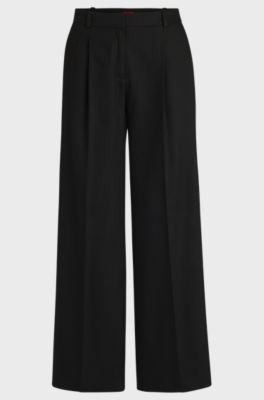 Regular-fit trousers in a linen blend, Black