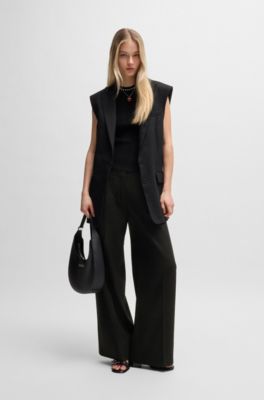 Regular-fit trousers in a linen blend, Black