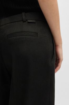 Regular-fit trousers in a linen blend, Black