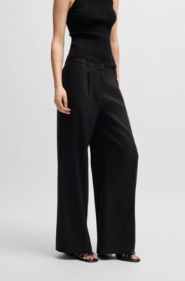 Regular-fit trousers in a linen blend, Black