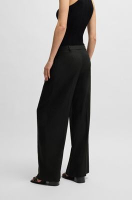 Regular-fit trousers in a linen blend, Black