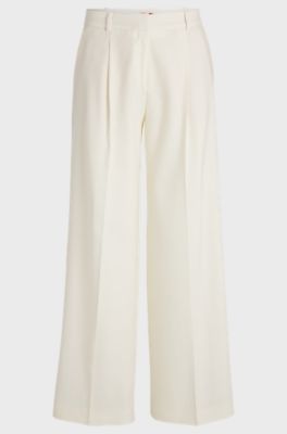 Regular-fit trousers in a linen blend, White