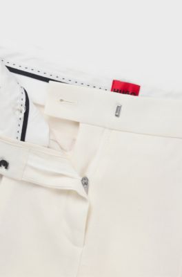 Regular-fit trousers in a linen blend, White