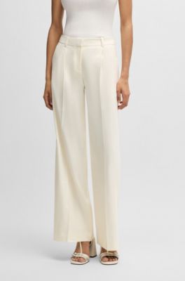 Regular-fit trousers in a linen blend, White