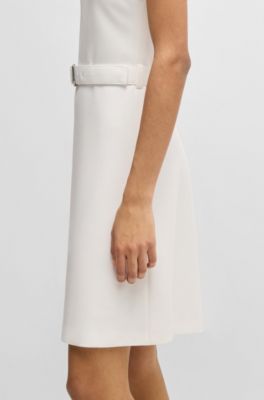 Jurk met riem en brede bandjes, Wit