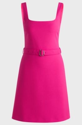 Robe &agrave; ceinture et bretelles larges, Rose