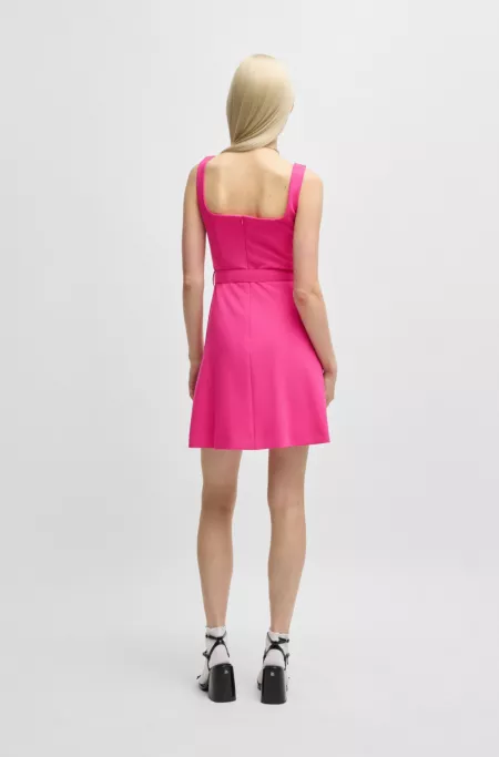 Belted dress with wide straps