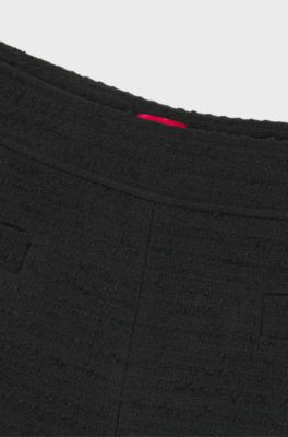 Boucl&eacute; shorts with stacked-logo buttons, Black