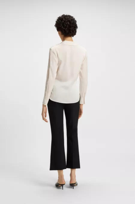 Wrap-front blouse in stretch silk