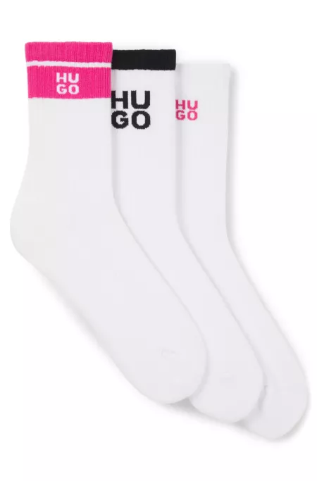 Three-pack of ribbed short socks with stacked logos