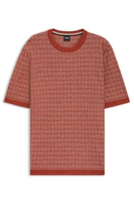 Relaxed-fit jacquard-knit T-shirt, Orange
