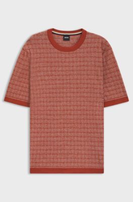 Relaxed-fit jacquard-knit T-shirt, Orange