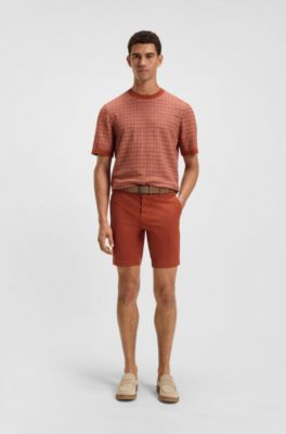 Relaxed-fit jacquard-knit T-shirt, Orange