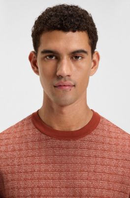 Relaxed-fit jacquard-knit T-shirt, Orange