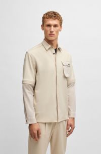 Relaxed-fit shirt with zip-off sleeves, Light Beige