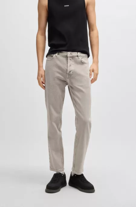 Tapered-fit jeans in brown comfort-stretch denim