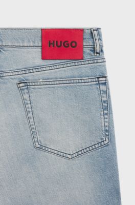 Slim-fit jeans in quartz-blue comfort-stretch denim, Light Blue