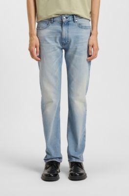 Slim-fit jeans in quartz-blue comfort-stretch denim, Light Blue