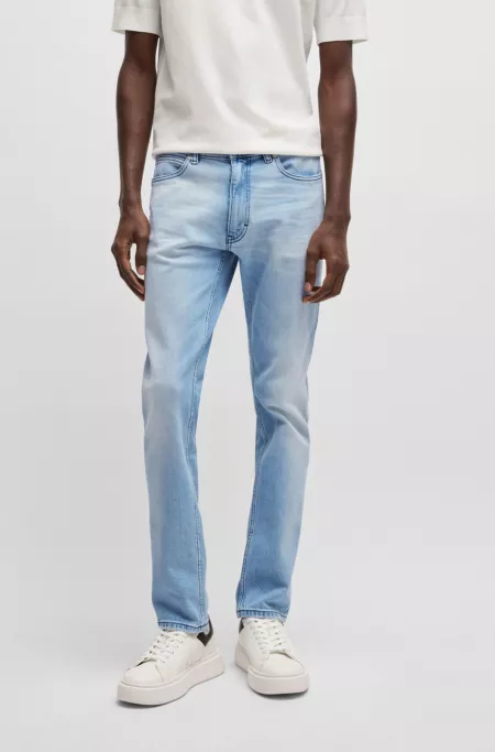 Slim-fit jeans in quartz-blue comfort-stretch denim