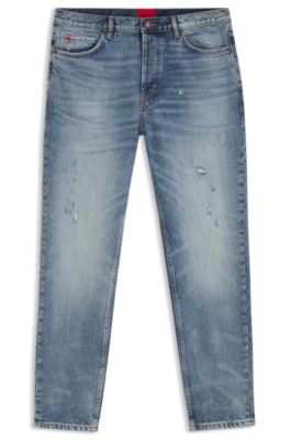 Tapered-fit jeans in blue rigid denim, Light Blue
