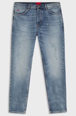 Tapered-fit jeans in blue rigid denim, Light Blue