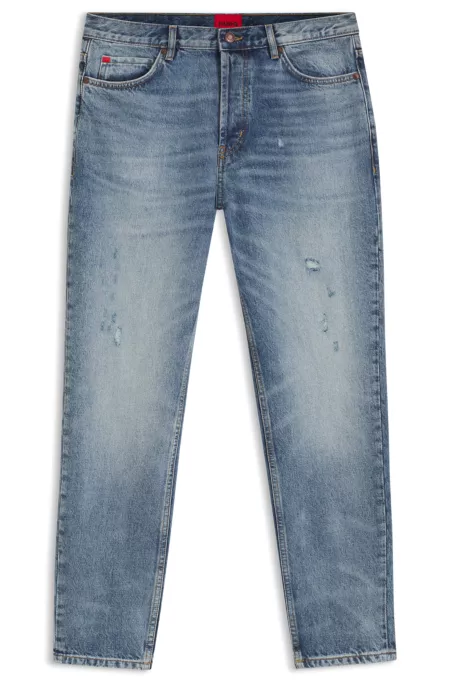 Tapered-fit jeans in blue rigid denim