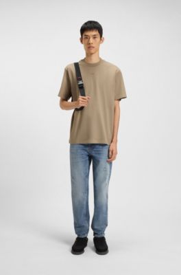 Tapered-fit jeans in blue rigid denim, Light Blue