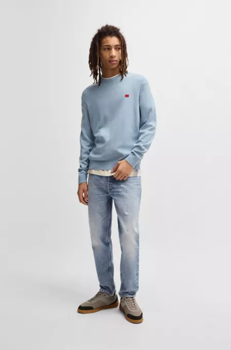 Tapered-fit jeans in blue rigid denim