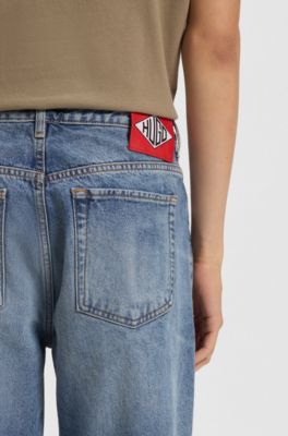 Tapered-fit jeans in blue rigid denim, Light Blue