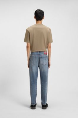 Tapered-fit jeans in blue rigid denim, Light Blue