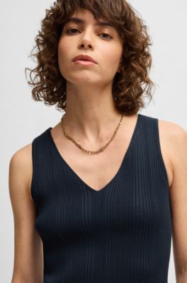 Knitted dress with lustrous structured skirt, Dark Blue