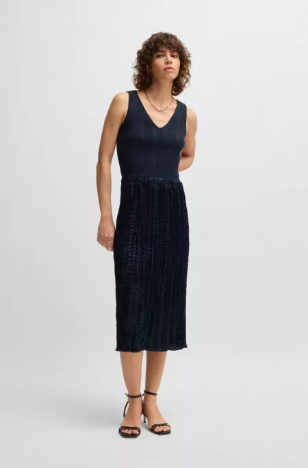 Robe en maille avec jupe structurée brillante