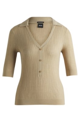 Pull en laine vierge avec col et patte de boutonnage