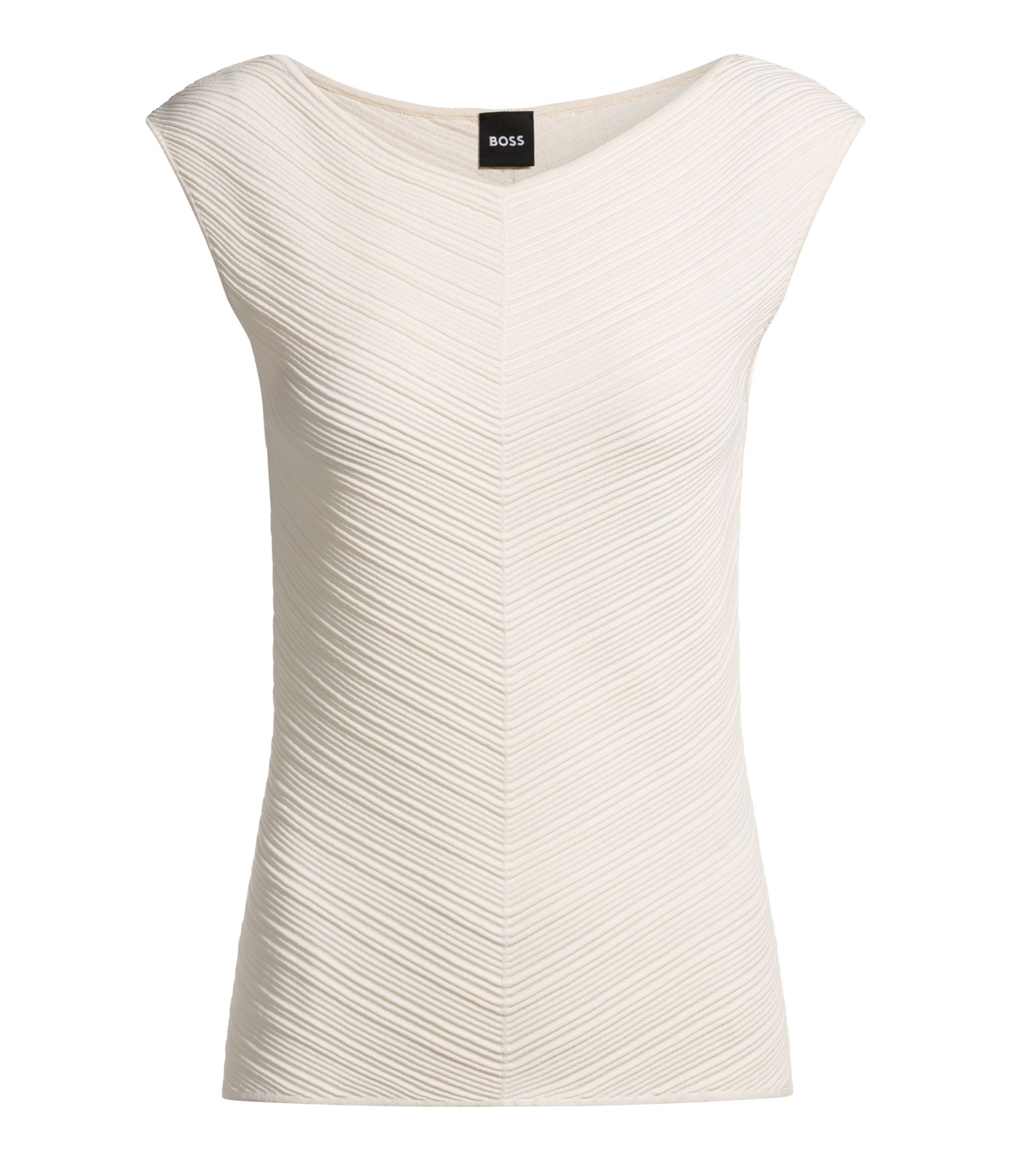 Top mit V-Ausschnitt und Strickstruktur