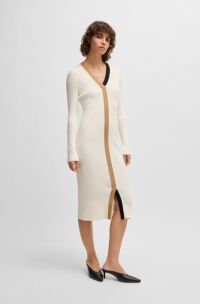 Robe en maille à détails contrastants, Naturel